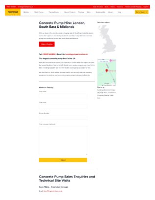Concrete pump hire webpage