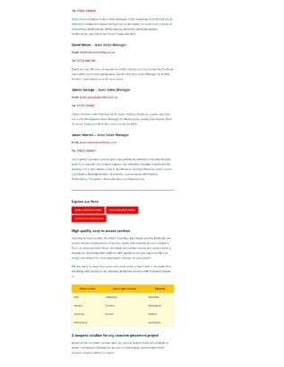 Concrete pump hire webpage