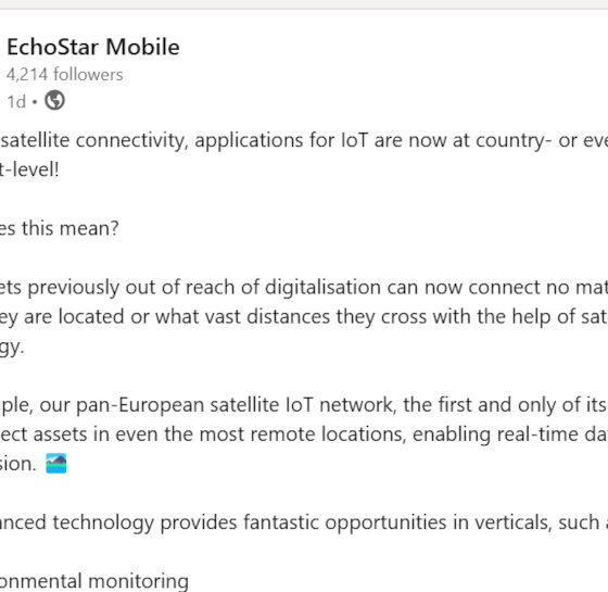 EchoStar Mobile LinkedIn Post