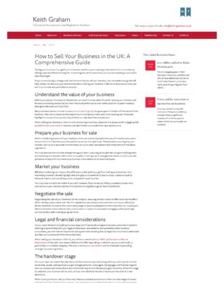 how to sell your business Keith Graham blog