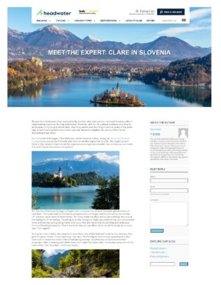 hero page of headwater's Clare in Slovenia