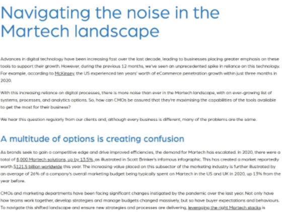 Woolf Hodson: Martech Insight Article