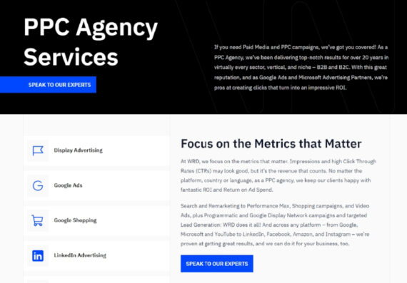 WRD: PPC Agency Services Webpage